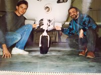Clint Cresson of CAC & me with rebuilt Nose gear and doors 1991.jpg